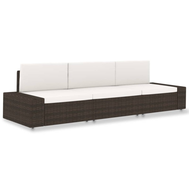 Modulares 3-Sitzer-Sofa Poly Rattan Braun Modulares 3-Sitzer-Sofa Poly Rattan Braun