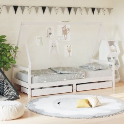 vidaXL Kinderbett mit Schubladen Weiß 80x200 cm Massivholz Kiefer 