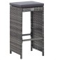 7-tlg. Gartenbar-Set mit Auflagen Poly Rattan Grau 7-tlg. Gartenbar-Set mit Auflagen Poly Rattan Grau