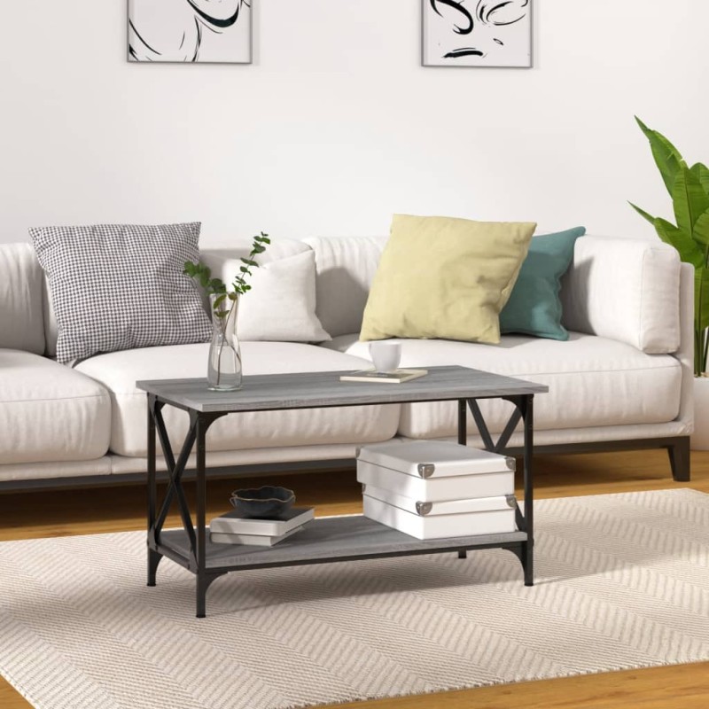 vidaXL Couchtisch Grau Sonoma 80x45x45 cm Holzwerkstoff und Eisen vidaXL Couchtisch Grau Sonoma 80x45x45 cm Holzwerkstoff und Eisen