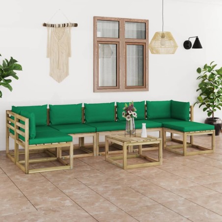 vidaXL 8-tlg. Garten-Lounge-Set mit Kissen Imprägniertes Kiefernholz
