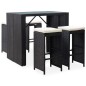 5-tlg. Garten-Bar-Set Poly Rattan und Glas Schwarz 5-tlg. Garten-Bar-Set Poly Rattan und Glas Schwarz