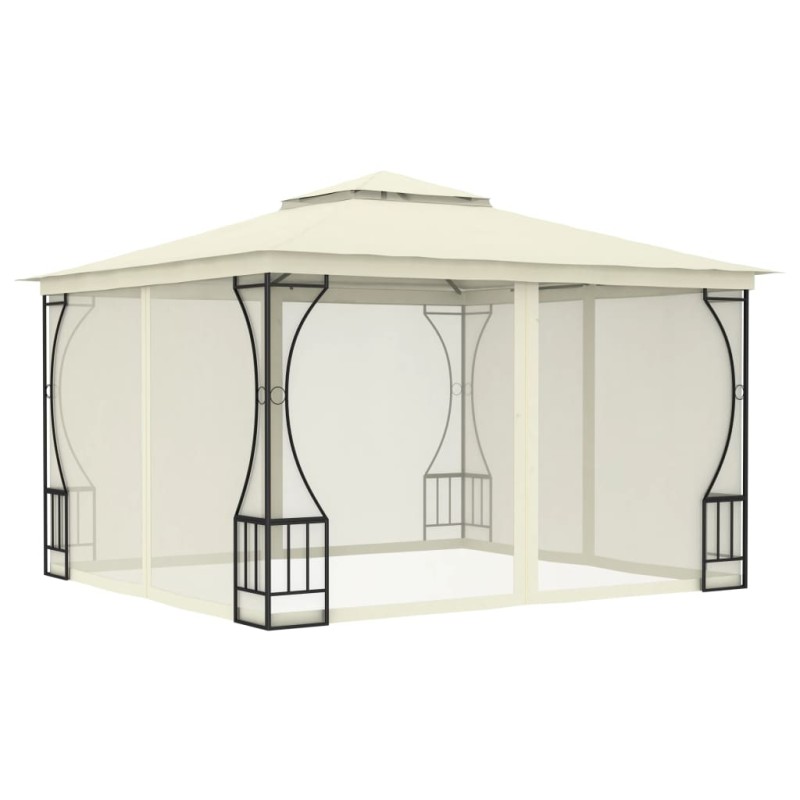 vidaXL Pavillon mit Netz 300x300x265 cm Creme vidaXL Pavillon mit Netz 300x300x265 cm Creme