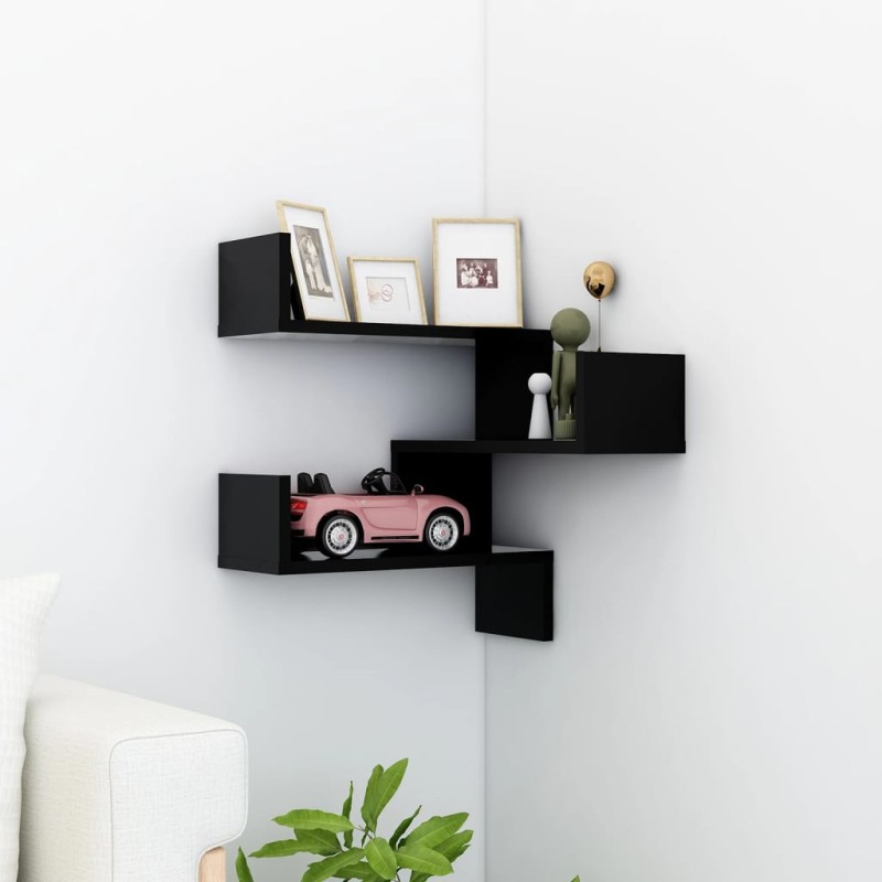 vidaXL Wand-Eckregal Schwarz 40x40x50 cm Holzwerkstoff vidaXL Wand-Eckregal Schwarz 40x40x50 cm Holzwerkstoff