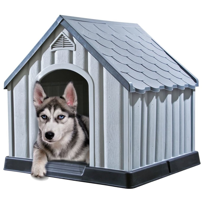 vidaXL Hundehütte Grau 92x87x91 cm Kunststoff vidaXL Hundehütte Grau 92x87x91 cm Kunststoff