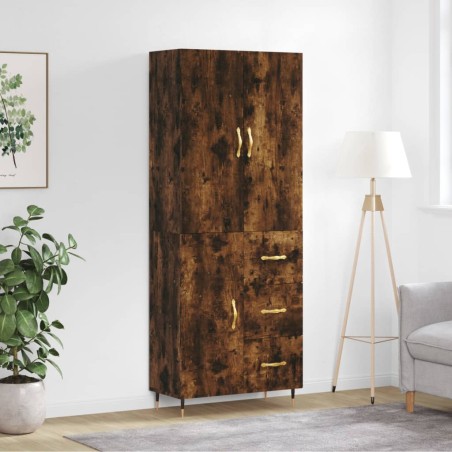 Highboard Räuchereiche 69,5x34x180 cm Holzwerkstoff