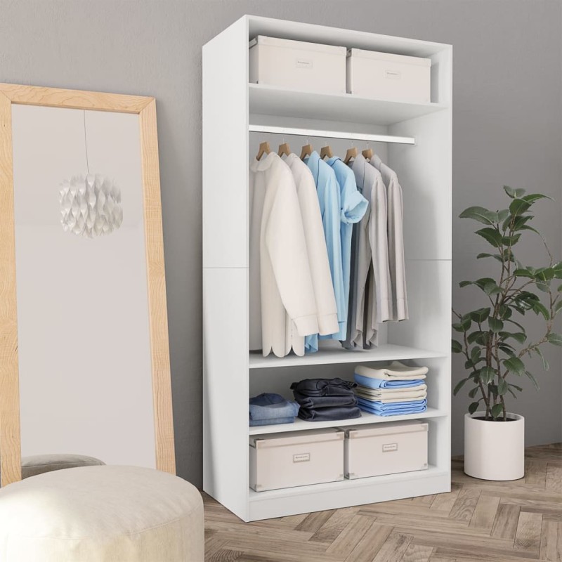 vidaXL Kleiderschrank Weiß 100×50×200 cm Holzwerkstoff vidaXL Kleiderschrank Weiß 100×50×200 cm Holzwerkstoff