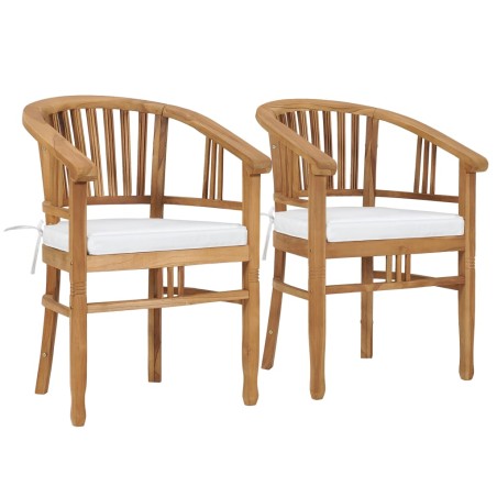 Gartenstühle mit Kissen 2 Stk. Teak Massivholz