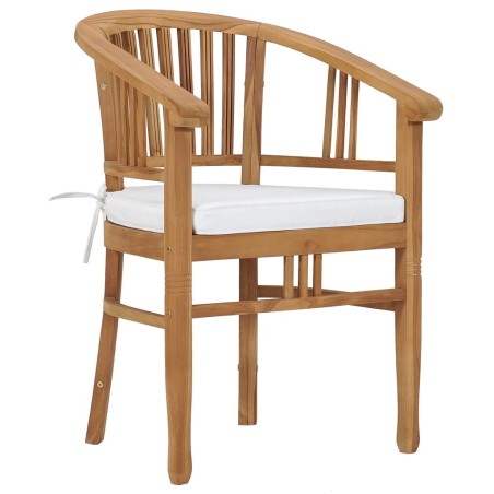Gartenstühle mit Kissen 2 Stk. Teak Massivholz