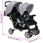 vidaXL Tandem-Kinderwagen Stahl Grau und Schwarz vidaXL Tandem-Kinderwagen Stahl Grau und Schwarz