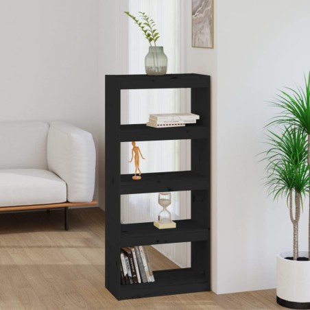 vidaXL Bücherregal Raumteiler Schwarz 60x30x135,5 cm Massivholz Kiefer