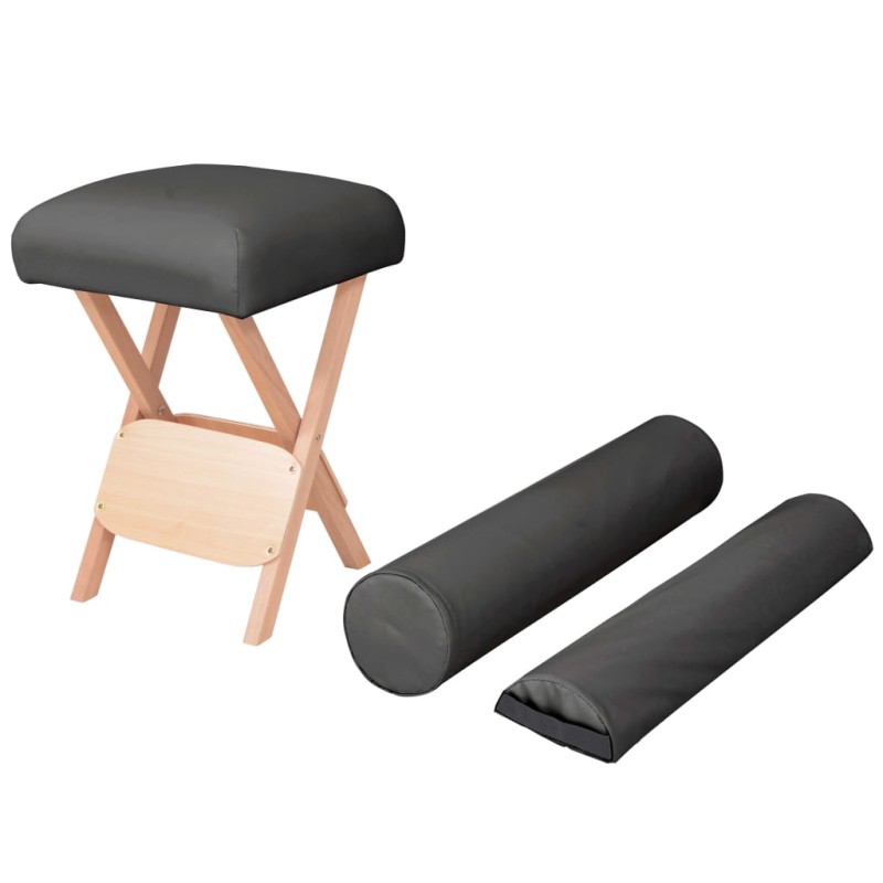 vidaXL Massage-Klapphocker 12 cm dicker Sitz & 2 Nackenrollen Schwarz vidaXL Massage-Klapphocker 12 cm dicker Sitz & 2 Nackenrollen Schwarz