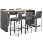 7-tlg. Gartenbar-Set mit Auflagen Poly Rattan Grau 7-tlg. Gartenbar-Set mit Auflagen Poly Rattan Grau