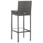 7-tlg. Gartenbar-Set mit Auflagen Poly Rattan Grau 7-tlg. Gartenbar-Set mit Auflagen Poly Rattan Grau