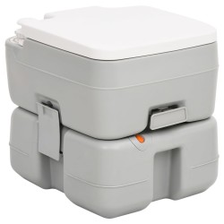 vidaXL Camping-Toilette Tragbar Grau und Weiß 15+10 L HDPE