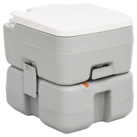 vidaXL Camping-Toilette Tragbar Grau und Weiß 15+10 L HDPE