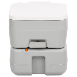 vidaXL Camping-Toilette Tragbar Grau und Weiß 15+10 L HDPE