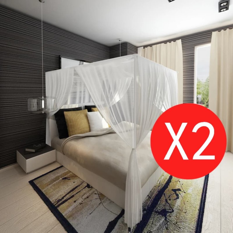 Moskitonetz Bett zwei Stück quadratisches Set 3 Öffnungen Moskitonetz Bett zwei Stück quadratisches Set 3 Öffnungen