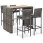 vidaXL 5-tlg. Garten-Bar-Set Poly Rattan und Akazienholz Grau vidaXL 5-tlg. Garten-Bar-Set Poly Rattan und Akazienholz Grau