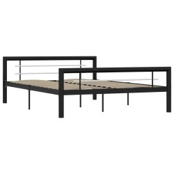 vidaXL Bettgestell Schwarz und Weiß Metall 160×200 cm