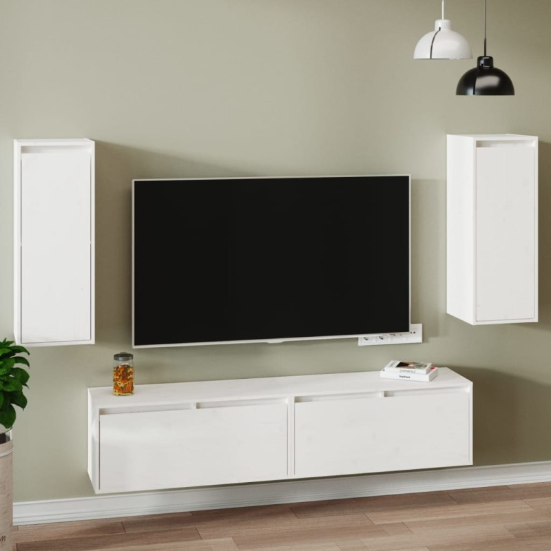 vidaXL Wandschränke 2 Stk. Weiß 30x30x80 cm Massivholz Kiefer vidaXL Wandschränke 2 Stk. Weiß 30x30x80 cm Massivholz Kiefer