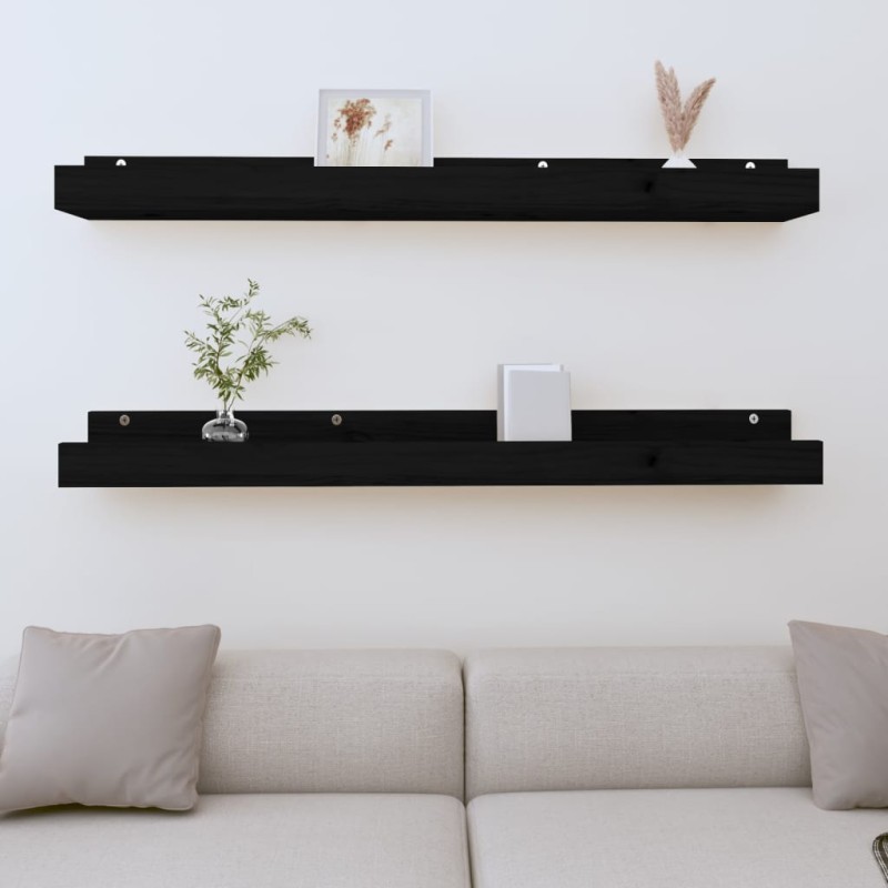 vidaXL Wandregale 2 Stk. Schwarz 110x12x9 cm Massivholz Kiefer vidaXL Wandregale 2 Stk. Schwarz 110x12x9 cm Massivholz Kiefer