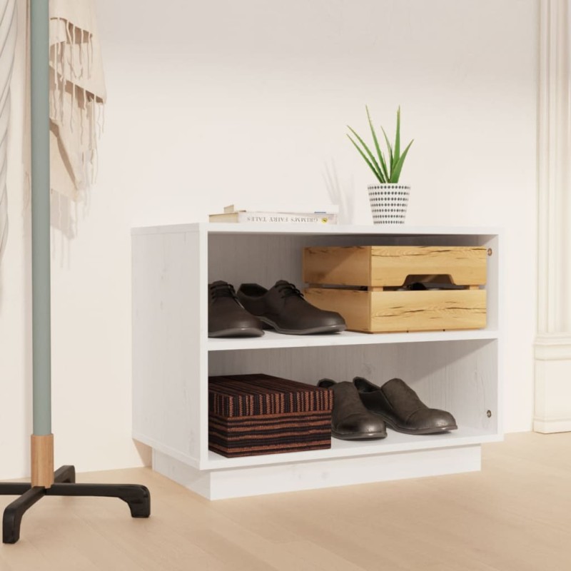 vidaXL Schuhschrank Weiß 60x34x45 cm Massivholz Kiefer vidaXL Schuhschrank Weiß 60x34x45 cm Massivholz Kiefer