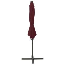 vidaXL Ampelschirm mit Mast und LED Bordeauxrot 300 cm