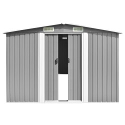 vidaXL Gerätehaus Grau 257x779x181 cm Verzinkter Stahl