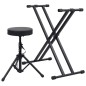 vidaXL Doppelstrebiger Keyboard-Ständer und Hocker Set Schwarz vidaXL Doppelstrebiger Keyboard-Ständer und Hocker Set Schwarz