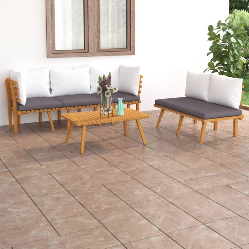 vidaXL 5-tlg. Garten-Lounge-Set mit Kissen Massivholz Akazie vidaXL 5-tlg. Garten-Lounge-Set mit Kissen Massivholz Akazie