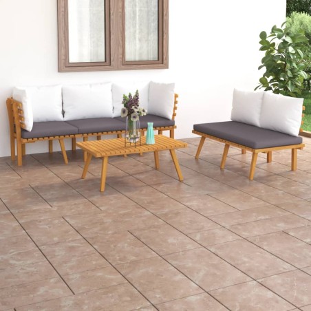 vidaXL 5-tlg. Garten-Lounge-Set mit Kissen Massivholz Akazie