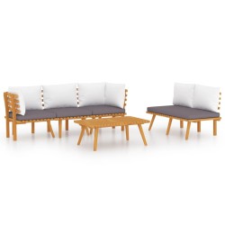 vidaXL 5-tlg. Garten-Lounge-Set mit Kissen Massivholz Akazie