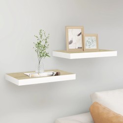 vidaXL Schweberegale 2 Stk. Eichenoptik und Weiß 40x23x3,8 cm MDF