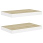 vidaXL Schweberegale 2 Stk. Eichenoptik und Weiß 40x23x3,8 cm MDF vidaXL Schweberegale 2 Stk. Eichenoptik und Weiß 40x23x3,8 cm MDF