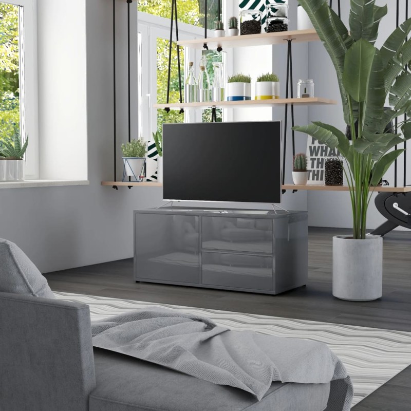 vidaXL TV-Schrank Hochglanz-Grau 80x34x36 cm Holzwerkstoff vidaXL TV-Schrank Hochglanz-Grau 80x34x36 cm Holzwerkstoff