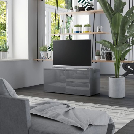 vidaXL TV-Schrank Hochglanz-Grau 80x34x36 cm Holzwerkstoff