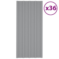 vidaXL Dachpaneele 36 Stk. Verzinkter Stahl Grau 100x45 cm