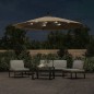 vidaXL Ampelschirm mit LED-Leuchten und Stahlmast 300 cm Taupe vidaXL Ampelschirm mit LED-Leuchten und Stahlmast 300 cm Taupe