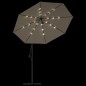 vidaXL Ampelschirm mit LED-Leuchten und Stahlmast 300 cm Taupe vidaXL Ampelschirm mit LED-Leuchten und Stahlmast 300 cm Taupe