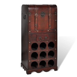 vidaXL Holz-Flaschenregal für 9 Flaschen mit Aufbewahrungstruhe 
