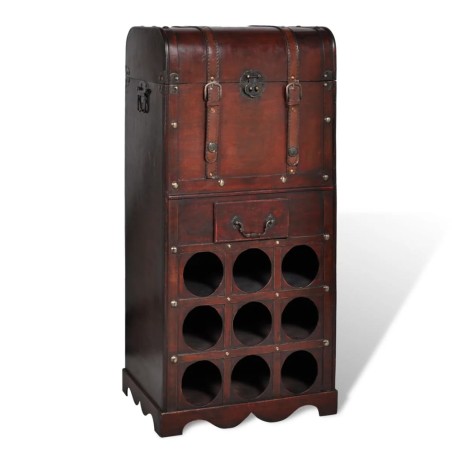 vidaXL Holz-Flaschenregal für 9 Flaschen mit Aufbewahrungstruhe 