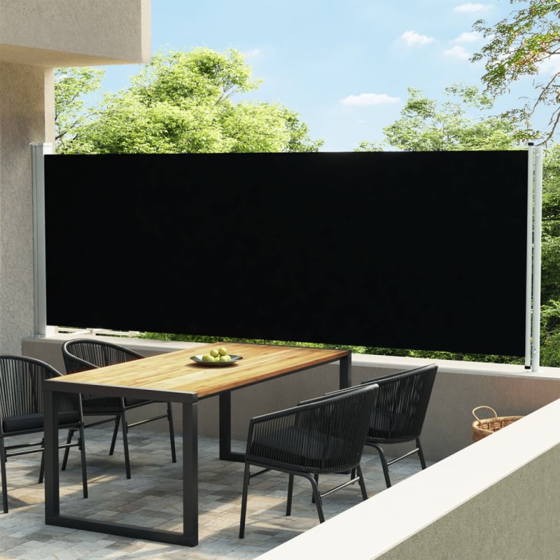 vidaXL Ausziehbare Seitenmarkise 600x160 cm Schwarz vidaXL Ausziehbare Seitenmarkise 600x160 cm Schwarz