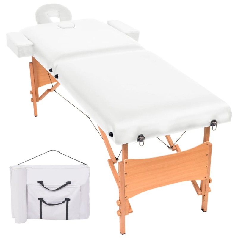 vidaXL Massageliege 2-Zonen Klappbar 10 cm Sitz Weiß vidaXL Massageliege 2-Zonen Klappbar 10 cm Sitz Weiß