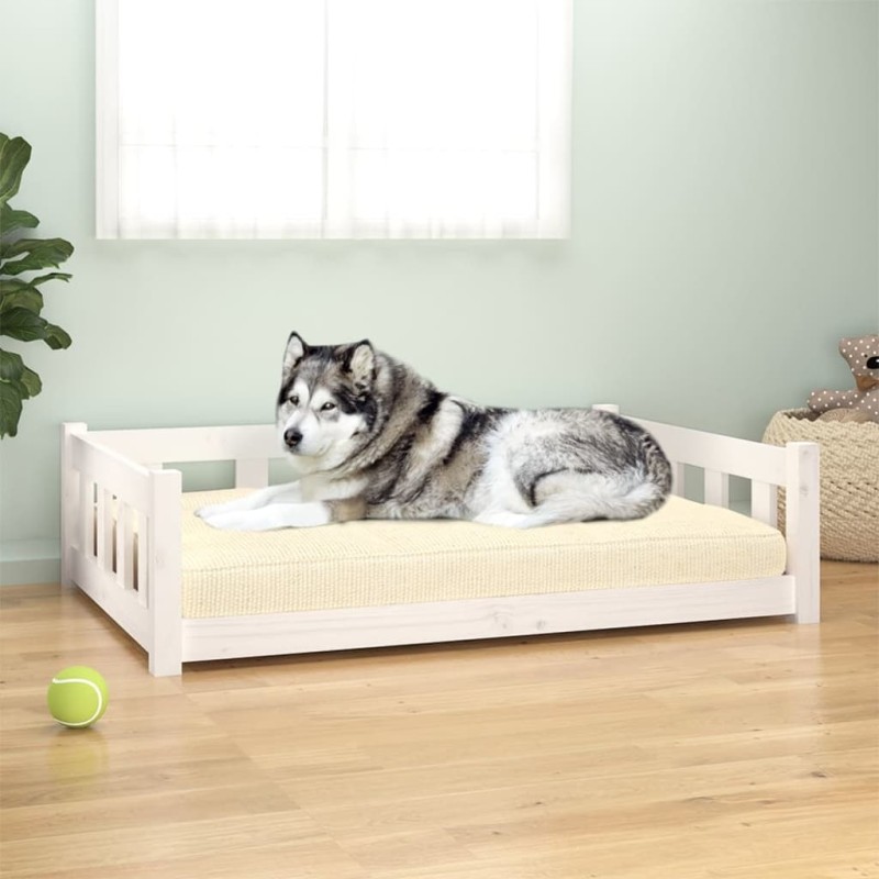 vidaXL Hundebett Weiß 105,5x75,5x28 cm Massivholz Kiefer vidaXL Hundebett Weiß 105,5x75,5x28 cm Massivholz Kiefer