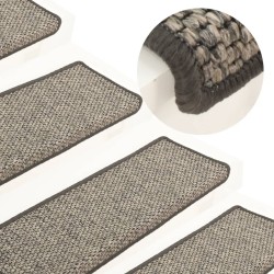 vidaXL Treppenmatten Selbstklebend Sisal 15Stk. 65x21x4cm Grau & Beige