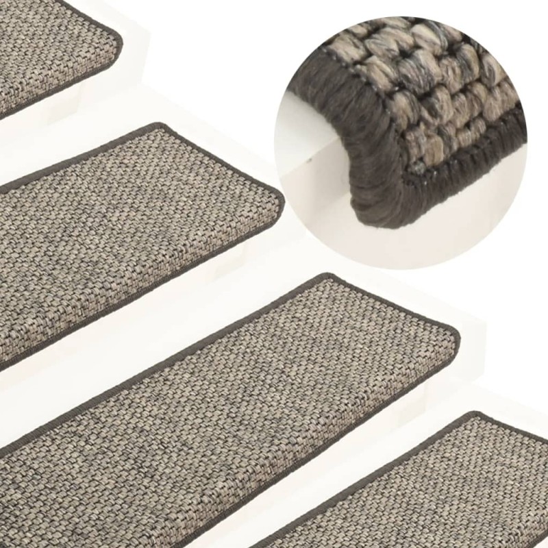 vidaXL Treppenmatten Selbstklebend Sisal 15Stk. 65x21x4cm Grau & Beige vidaXL Treppenmatten Selbstklebend Sisal 15Stk. 65x21x4cm Grau & Beige