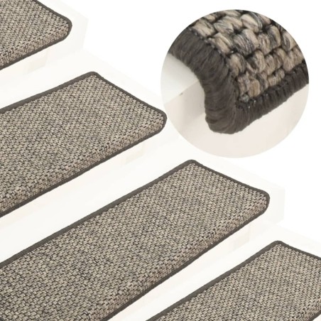 vidaXL Treppenmatten Selbstklebend Sisal 15Stk. 65x21x4cm Grau & Beige