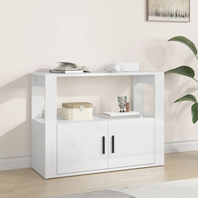 vidaXL Sideboard Hochglanz-Weiß 80x30x60 cm Holzwerkstoff vidaXL Sideboard Hochglanz-Weiß 80x30x60 cm Holzwerkstoff