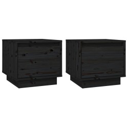 vidaXL Nachttische 2 Stk. Schwarz 35x34x32 cm Massivholz Kiefer